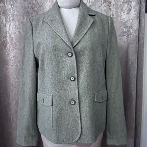 L.L. Bean Pale Green Tweed Jacket, Size 12